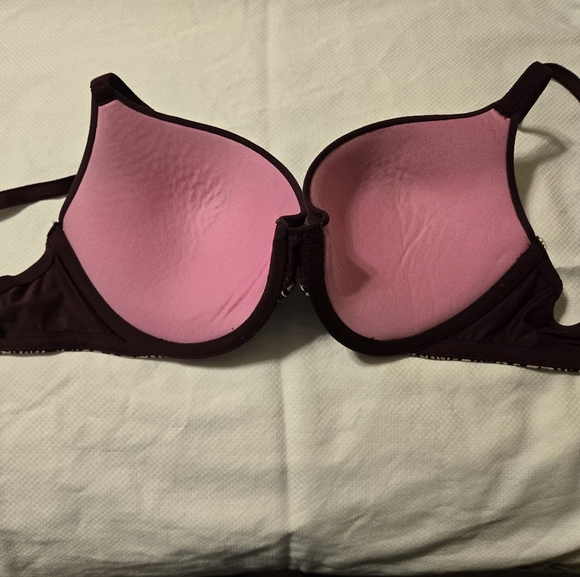 Victoria's Secret PINK Wear Everywhere Dark Purple Pushup Bra 32DD - Picture 2 of 5